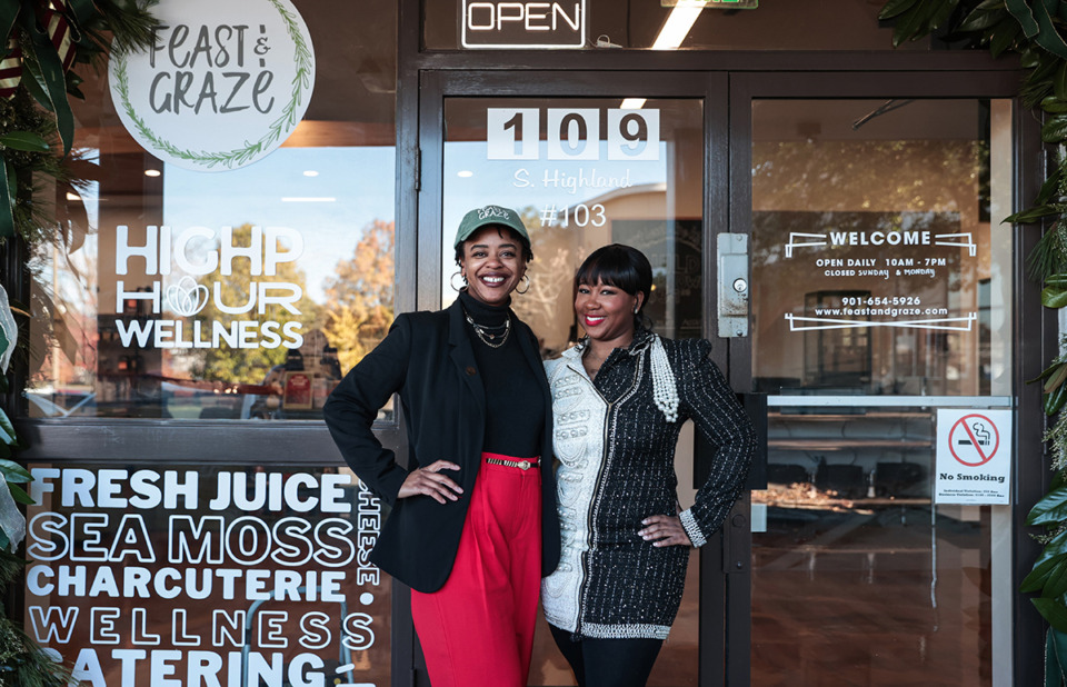 <strong>Feast &amp; Graze owner Cristina McCarter, left, and HighP Hour Wellness owner Sierra Rhodes launched joint venture Feast &amp; Graze X HighP Hour Wellness in the Poplar Plaza Shopping Center Nov. 30.</strong> (Patrick Lantrip/The Daily Memphian)