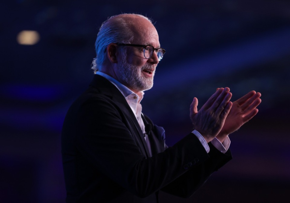 <strong>Greater Memphis Chamber president and CEO Ted Townsend speaks at the chamber's annual luncheon at the Peabody Dec. 4, 2024.</strong> (Patrick Lantrip/The Daily Memphian)