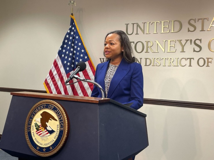 <strong>Assistant Attorney General Kristen Clarke speaks during a news conference on Thursday, Dec. 5. She reviewed the findings of the U.S. Department of Justice&rsquo;s civil rights investigation into the Memphis Police Department. </strong>(Samuel Hardiman/The Daily Memphian)