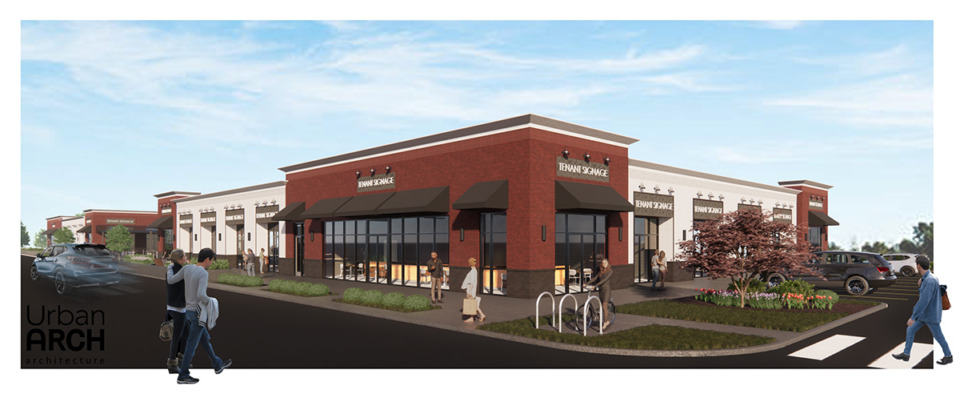 <strong>A rendering depicts a proposed retail center in Forest Hill Heights. The southernmost portion of Germantown has several large vacant parcels and tremendous development potential.</strong> (Courtesy UrbanARCH Associates)