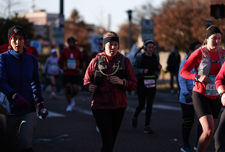 <strong>Runners make their way down Second Street during the St. Jude Memphis Marathon on Dec. 7.</strong> (Patrick Lantrip/The Daily Memphian)