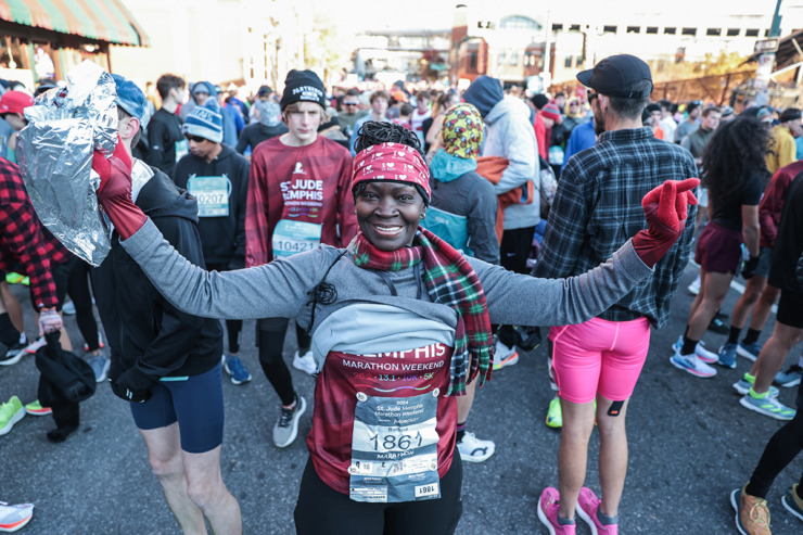 <strong>Barbara Harper gets ready to run in the St. Jude Memphis Marathon on Dec. 7.</strong> (Patrick Lantrip/The Daily Memphian)