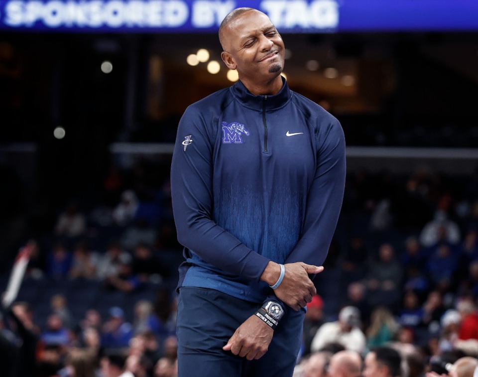 <strong>University of Memphis head coach Penny Hardaway watches from the sidelines during a loss to Arkansas State on Sunday, Dec. 8, 2024.</strong> (Mark Weber/The Daily Memphian)