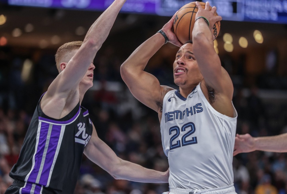 <strong>Memphis Grizzlies guard Desmond Bane (22) goes up for a layup during a Dec. 5, 2024, game against the Sacramento Kings.</strong> (Patrick Lantrip/The Daily Memphian)