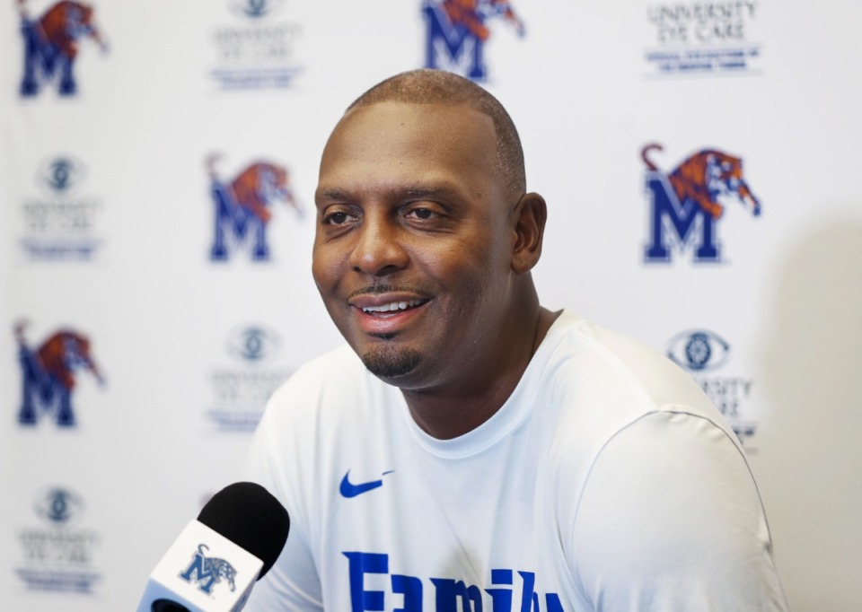 <strong>University of Memphis head basketball coach Penny Hardaway speaks during a press conference on July 12, 2021.</strong> (Mark Weber/The Daily Memphian file)&nbsp;