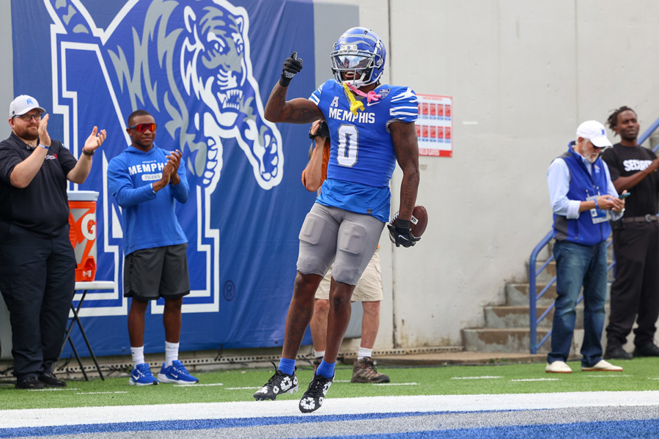 <strong>Memphis Tigers wide receiver Demeer Blankumsee graduated Sunday in the U of M fall commencement with 27 other student-athletes.</strong> (Wes Hale/Special to The Daily Memphian)