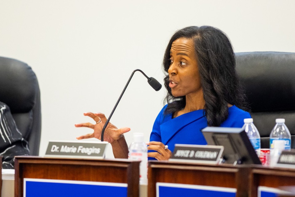 <strong>Memphis-Shelby County Schools Superintendent Marie Feagins speaks during a board meeting.</strong> (Benjamin Naylor/The Daily Memphian file)