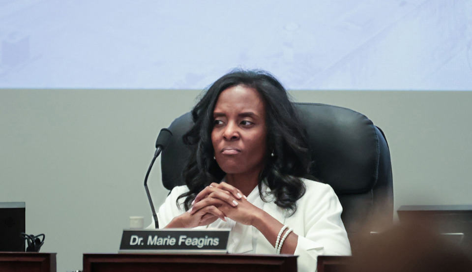 <strong>Memphis-Shelby County Schools Superintendent Marie Feagins sits in on Dec. 17 specially called meeting to determine her fate.</strong> (Patrick Lantrip/The Daily Memphian)