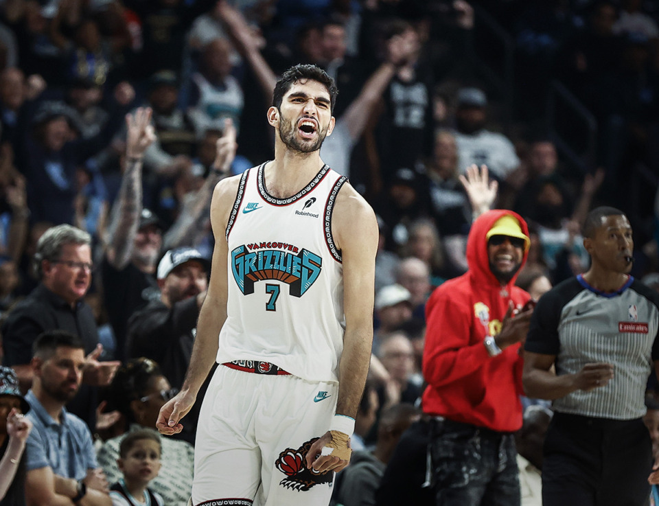 <strong>Memphis Grizzlies forward Santi Aldama celebrates during action against the Orlando Magic on Saturday, Oct. 26, 2024.</strong> (Mark Weber/The Daily Memphian file)