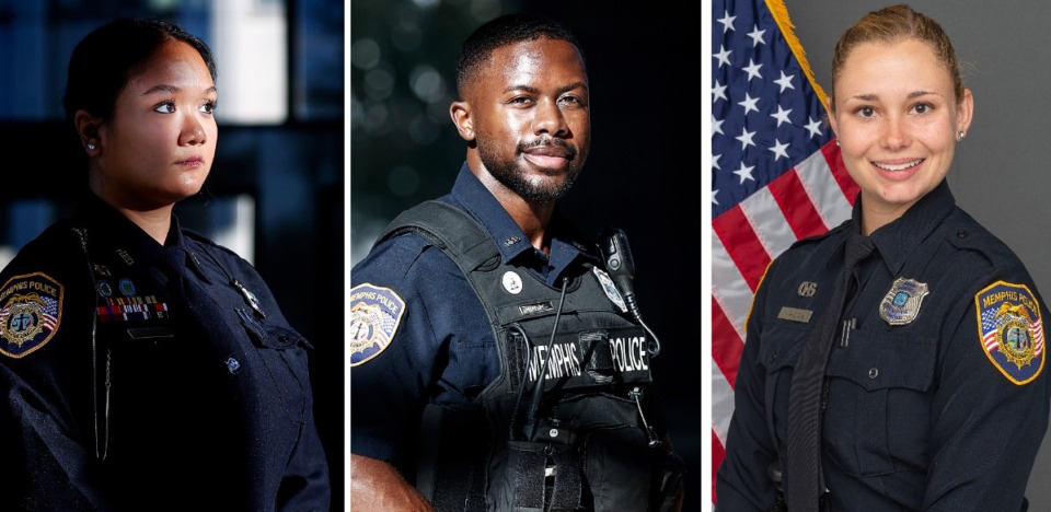 <strong>Destinie Yos, Davon DeMoss and Hanna Christopher are Memphis Police Department officers with nontraditional backgrounds.</strong> (The Daily Memphian files)