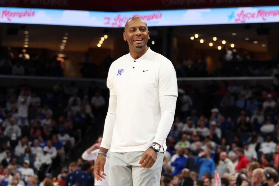 <strong>Memphis Tigers Head Coach Penny Hardaway during the first half against the Ole Miss Rebels at FedExForum on Saturday, Dec. 28, 2024.</strong> (Wes Hale/Special to The Daily Memphian)