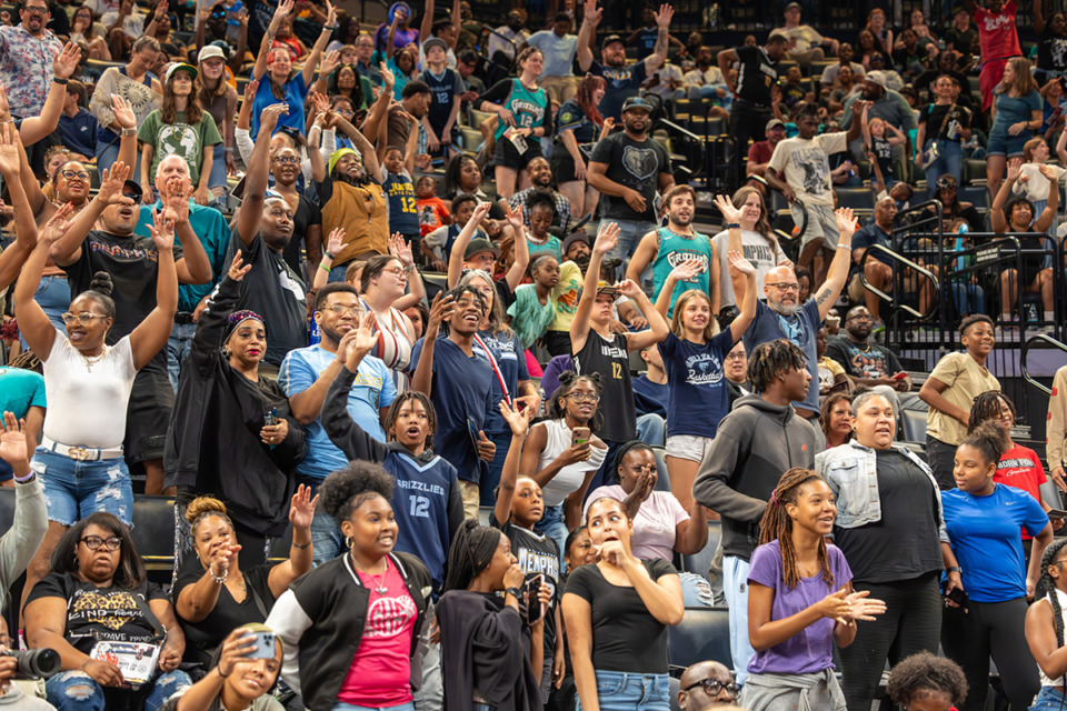 <strong>The crowd cheers at the Memphis Grizzlies open practice&nbsp; Oct. 6, 2024, at FedExForum.</strong> (Wes Hale/Special to The Daily Memphian)