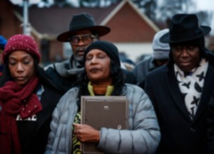 <strong>RowVaughn Wells, (middle) mother of Tyre Nichols, attends a vigil on the two-year anniversary of his beating on Tuesday, Jan. 7, 2025, at the location where several Memphis Police officers beat her son during a traffic stop.</strong> (Mark Weber/The Daily Memphian)