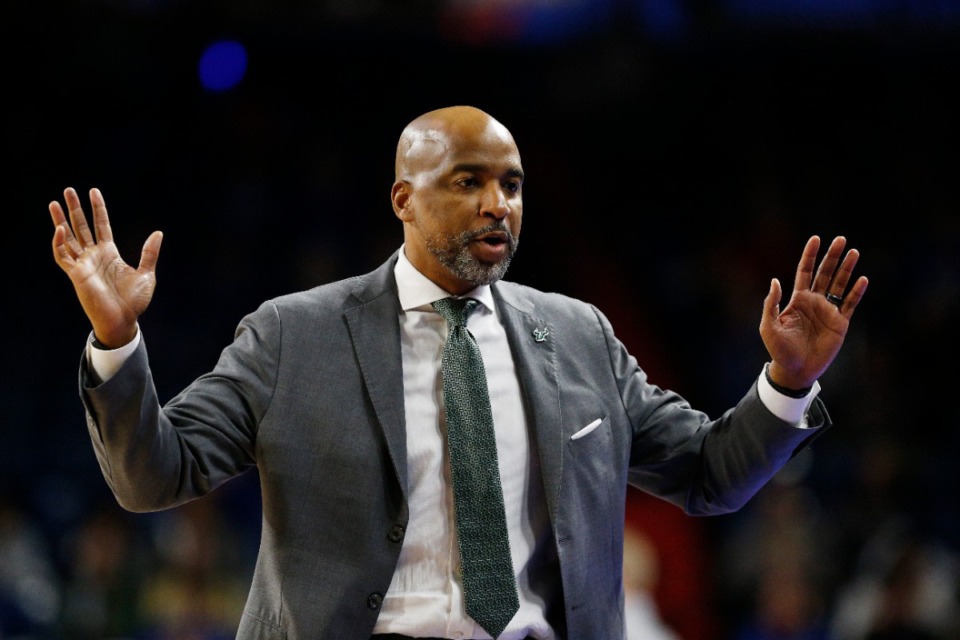 <strong>The AAC will honor late South Florida head coach Amir Abdur-Rahim, seen here in March 2024.</strong> (Joey Johnson/AP file)&nbsp;&nbsp;