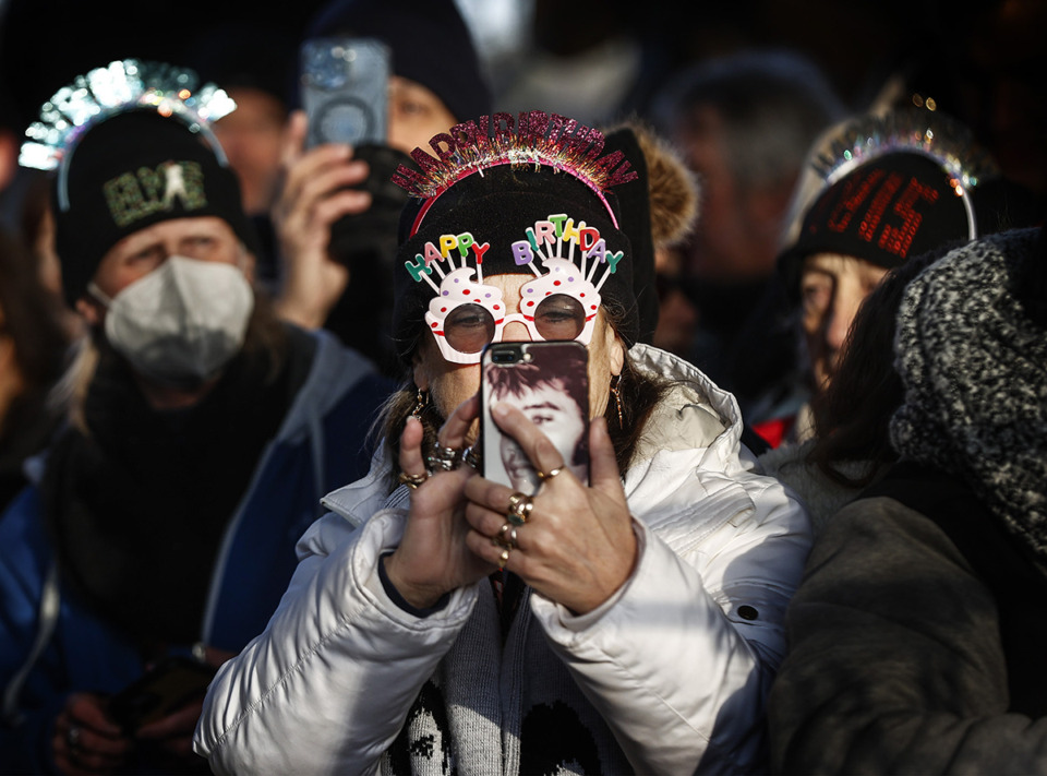 <strong>Hundreds of Elvis fans gather for his 90th birthday celebrations at Graceland on Wednesday, Jan. 8.</strong> (Mark Weber/The Daily Memphian)