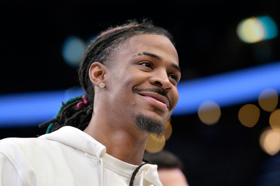 <strong>Memphis Grizzlies guard Ja Morant stands on the court inside FedExForum during an NBA basketball game against the Philadelphia 76ers Wednesday, Nov. 20, 2024, in Memphis.</strong> (Brandon Dill/AP file)