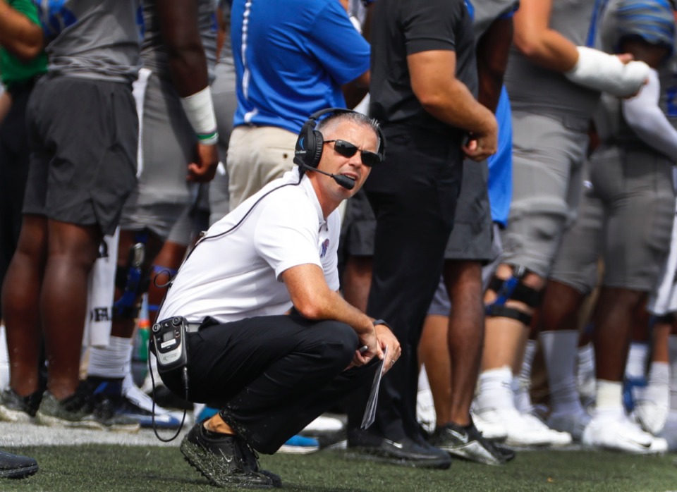 <span class="s1"><strong>"I thought we played well," said Tigers head coach Mike Norvell (right) of Saturday's 15-10 victory over Ole Miss. "I thought we did some really good things, but in every phase, there are plays that we should have done things better, we should have executed better."</strong> </span>(Mark Weber/Daily Memphian)