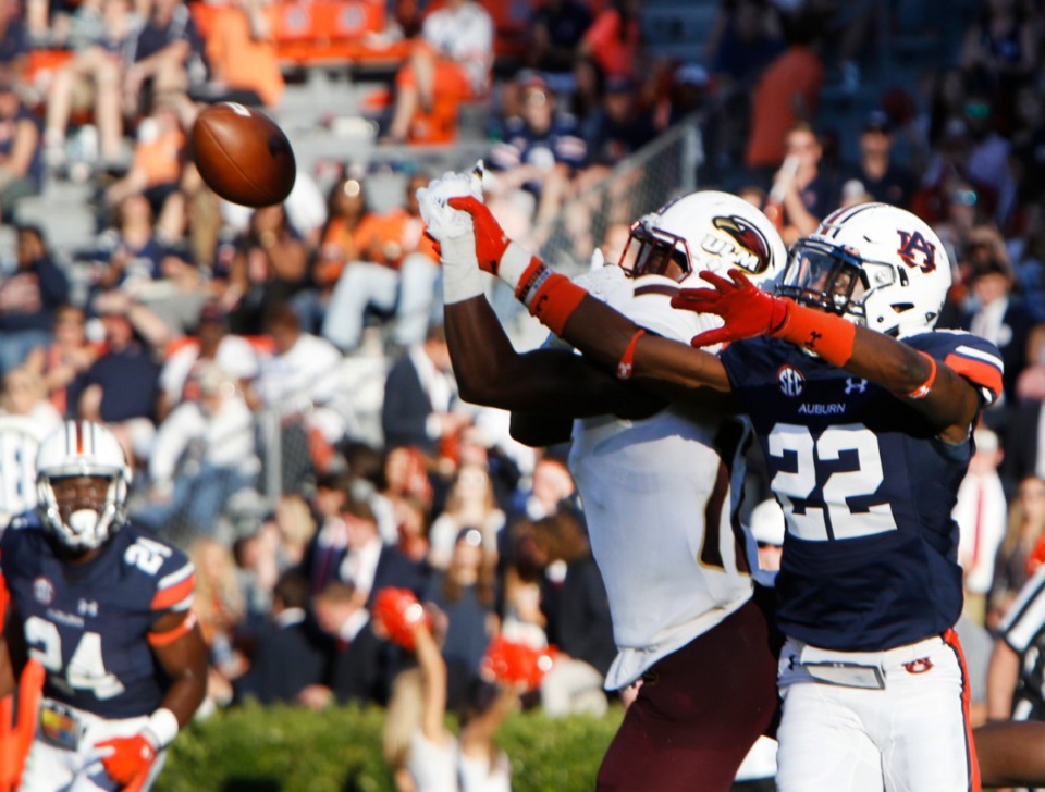 <strong>Defensive back John Broussard Jr. (22), seen here playing for Auburn in 2016, has transferred to Memphis but will miss the first six games. </strong>(Hal Yeager/AP file)