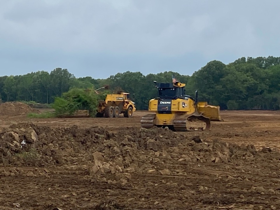 <strong>Crews clear trees and grade land at Ashmont mixed-use development, which may eventually include a senior center.&nbsp;</strong>(Michael Waddell/The Daily Memphian file)