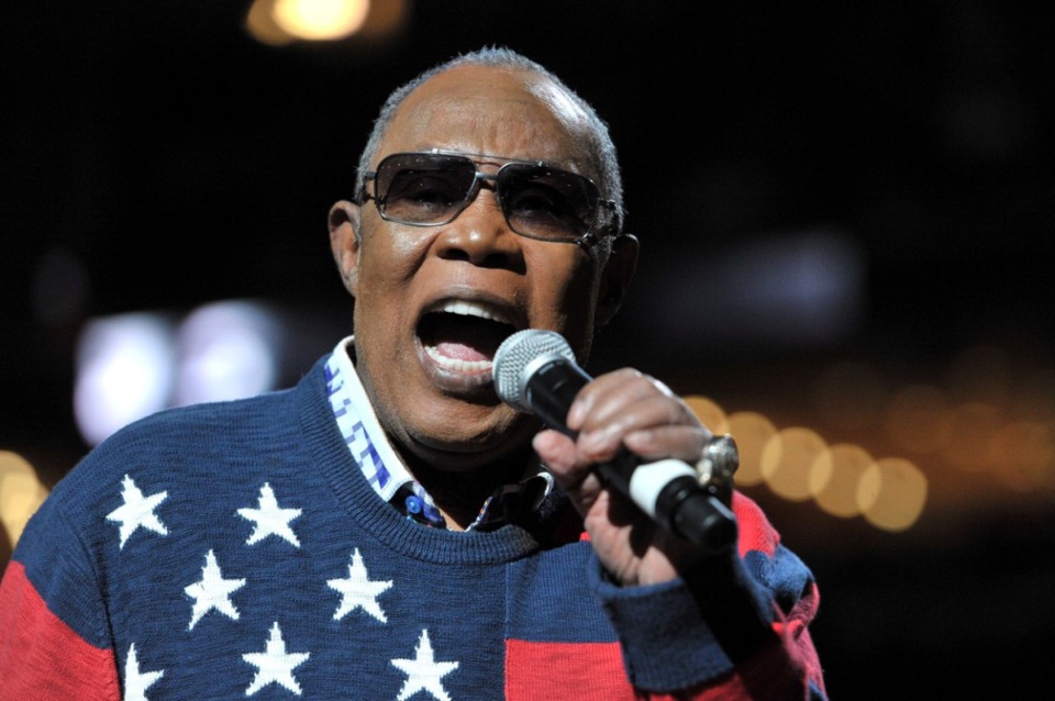 <strong>Rock and Roll Hall of Fame inductee Sam Moore, half of the soul duo Sam &amp; Dave, performed during halftime at an NBA basketball game as part of the Memphis Grizzlies 13th annual MLK Jr. Celebration Day on Jan. 19, 2015, in Memphis.</strong> (Brandon Dill/AP file)