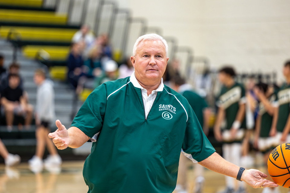 <strong>Briarcrest head coach John Harrington before the game against Trezevant High on Nov 19, 2024, at Briarcrest Christian School.</strong> (Wes Hale/Special to the Daily Memphian)