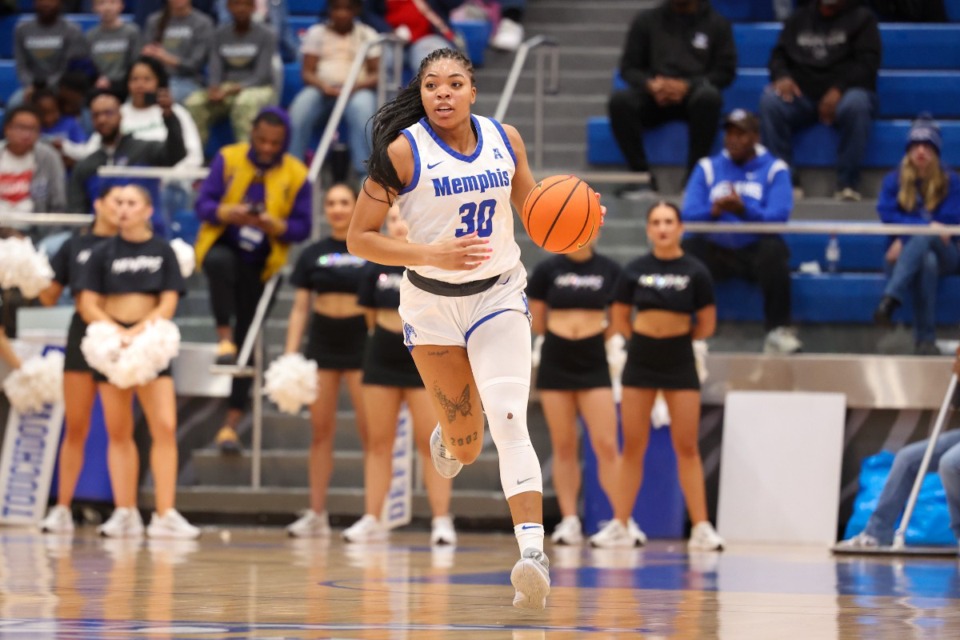 <strong>Memphis Tigers forward Alasia Smith (30) posted her fourth double-double in five conference games.</strong> (Wes Hale/The Daily Memphian file)