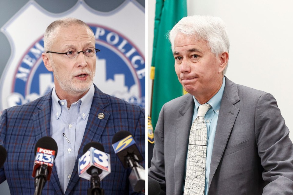 <strong>State Sen. Brent Taylor, R-Eads (left), has been seeking the ouster of Shelby County District Attorney General Steve Mulroy (right).</strong> (Mark Weber/The Daily Memphian file)