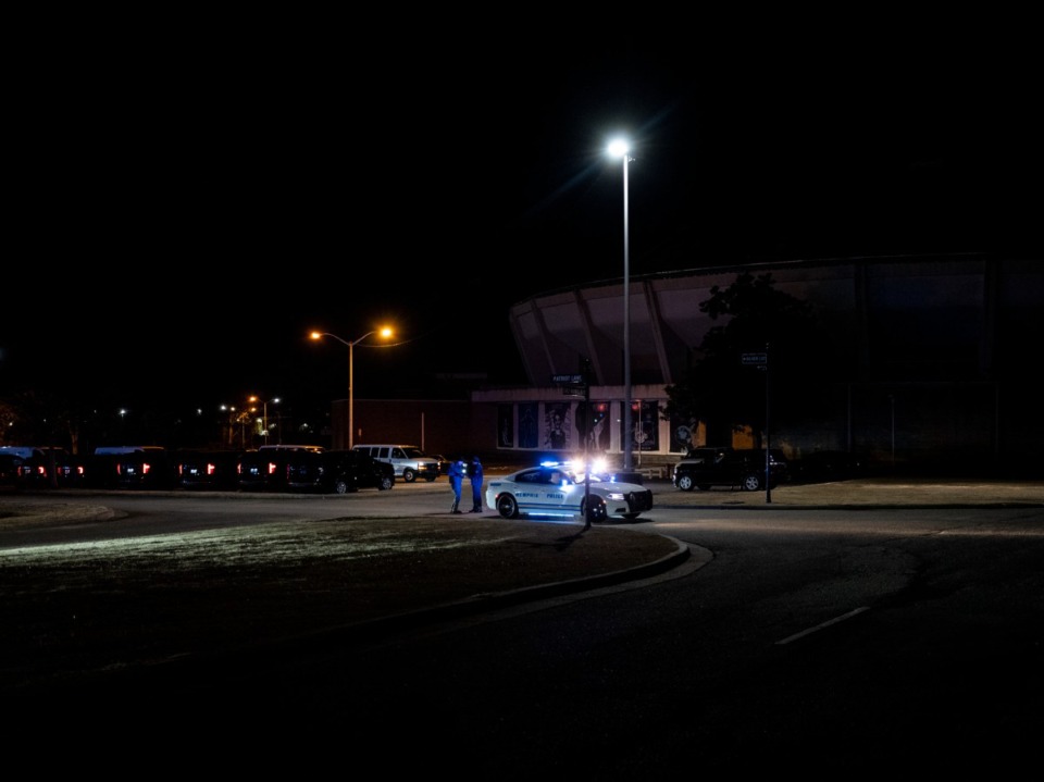 <strong data-stringify-type="bold">Memphis Police Officers as well as other police departments take part in a Sea of Blue Wednesday night, Jan. 22, for Charles Cathey. Cathey was a Memphis police officer who died after suffering a medical emergency in Downtown Memphis.</strong>&nbsp;(Brad Vest/Special to The Daily Memphian)