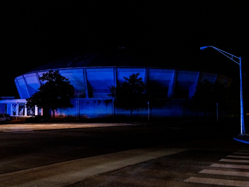 <strong data-stringify-type="bold">Memphis Police Officers as well as other police departments take part in a Sea of Blue Wednesday night, Jan. 22, for Charles Cathey. Cathey was a Memphis police officer who died after suffering a medical emergency in Downtown Memphis.</strong>&nbsp;(Brad Vest/Special to The Daily Memphian)