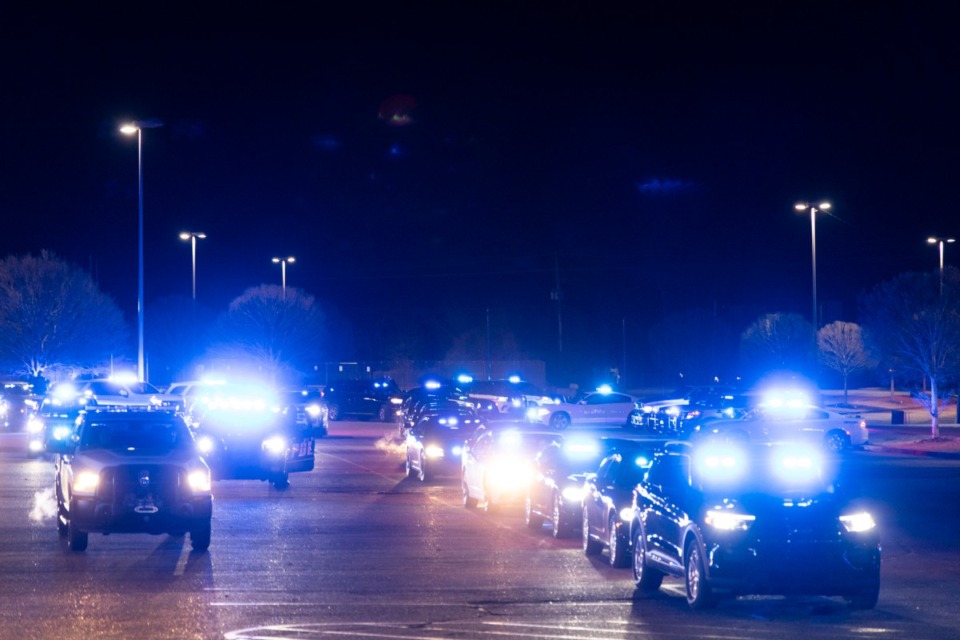 <strong data-stringify-type="bold">Memphis Police Officers as well as other police departments take part in a Sea of Blue Wednesday night, Jan. 22, for Charles Cathey. Cathey was a Memphis police officer who died after suffering a medical emergency in Downtown Memphis.</strong>&nbsp;(Brad Vest/Special to The Daily Memphian)