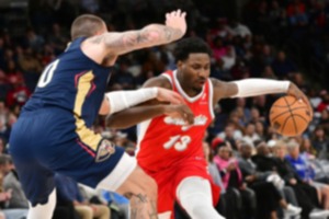 <strong>Memphis Grizzlies forward Jaren Jackson Jr. (13) is guarded by New Orleans Pelicans center Daniel Theis (10) on Friday, Jan. 24, 2025. JJJ led the Grizzlies with 29 points.</strong>&nbsp;(Brandon Dill/AP)