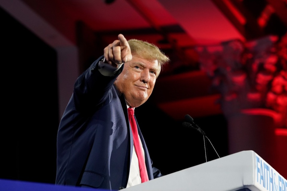 <strong>Former President Donald Trump speaks at the Road to Majority conference Friday, June 17, 2022, in Nashville.</strong> (Mark Humphrey/AP file)