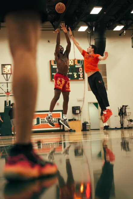 <strong>Jaren Jackson Jr. (left) trained at the University of Miami practice gym during the summer of 2024.</strong> (Courtesy David Herrera)