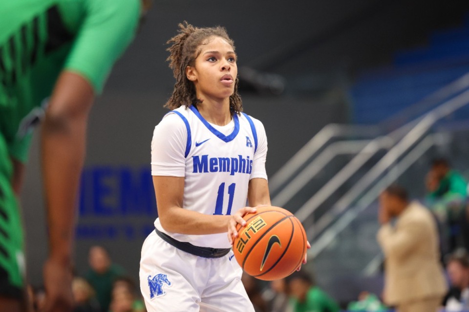 <strong>University of Memphis guard Tanyuel Welch (11) led the Tigers&rsquo; effort Saturday at the Elma Roane Fieldhouse&nbsp;with a career-high-tying 21 points to go with nine rebounds.</strong> (Wes Hale/The Daily Memphian file)