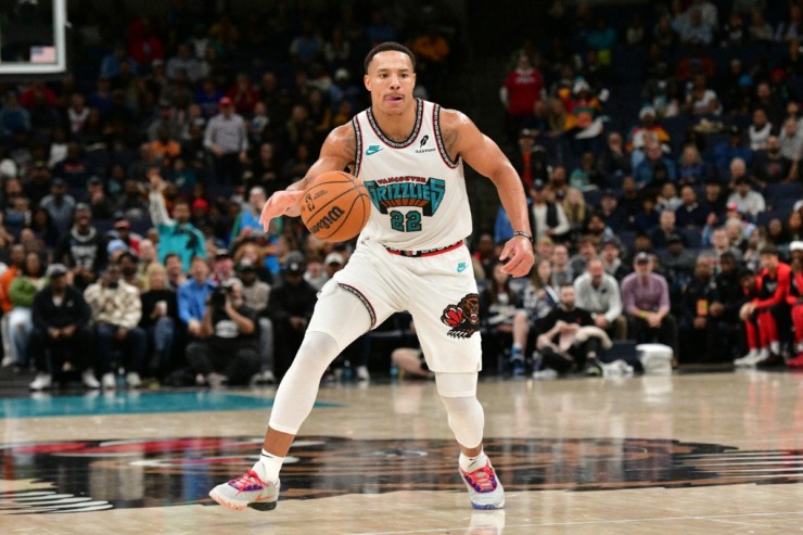 Memphis Grizzlies guard Desmond Bane (22) plays in the second half of an NBA basketball game against the Houston Rockets Thursday, Jan. 30, 2025, in Memphis, Tenn. (AP Photo/Brandon Dill)