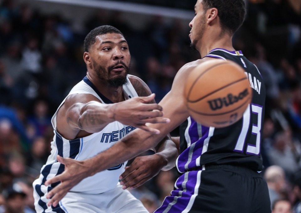 <strong>Memphis Grizzlies guard Marcus Smart (36) looks for an open teammate during a Dec. 5, 2024 game against the Sacramento Kings.</strong> (Patrick Lantrip/The Daily Memphian file)