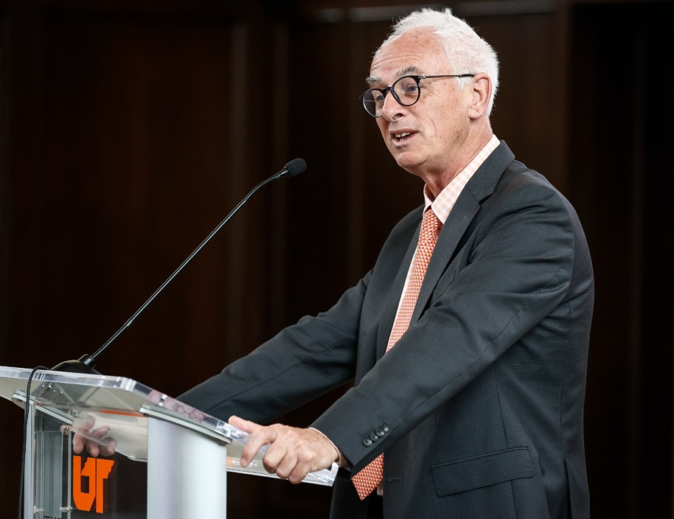 <strong>The University of Tennessee Health Science Center President Peter Buckley speaks during an advisory board Meeting on Friday, Feb. 7, 2025.</strong> (Mark Weber/The Daily Memphian)