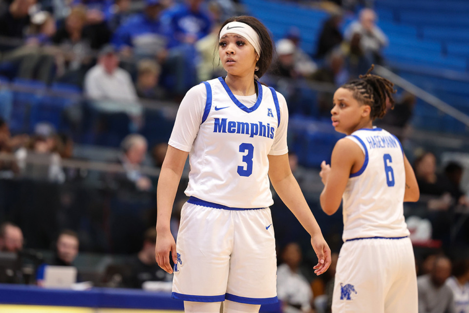 <strong>Memphis Tigers guard Elauna Eaton (3) looks on against North Texas during the first half at the Elma Roane Fieldhouse on Jan. 4.</strong> (Wes Hale/Special to The Daily Memphian)