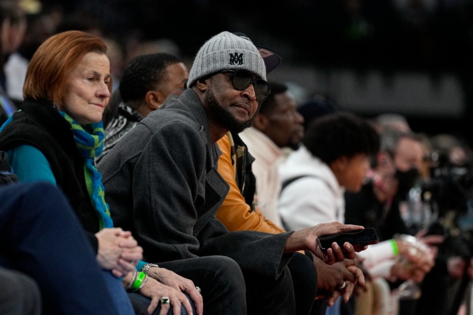 <strong>Tee Morant (middle, in a file photo), father of Memphis Grizzlies guard Ja Morant, was escorted from his courtside seat at FedExForum Saturday night, Feb. 8, 2025.</strong> (Abbie Parr/AP)