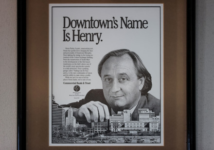 <strong>An old poster of Henry Turley hangs in the Cotton Exchange building.&nbsp;Henry Turley bought the building in 1984.</strong> (Patrick Lantrip/The Daily Memphian)