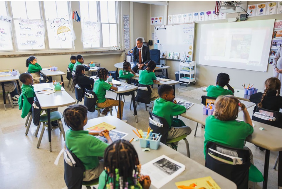 <strong>Gov. Bill Lee visits Emerald Academy, a charter school that opened in 2015 in Knoxville under the oversight of Knox County Schools. It's one of more than a hundred charter schools in Tennessee.</strong> (Courtesy State of Tennessee)