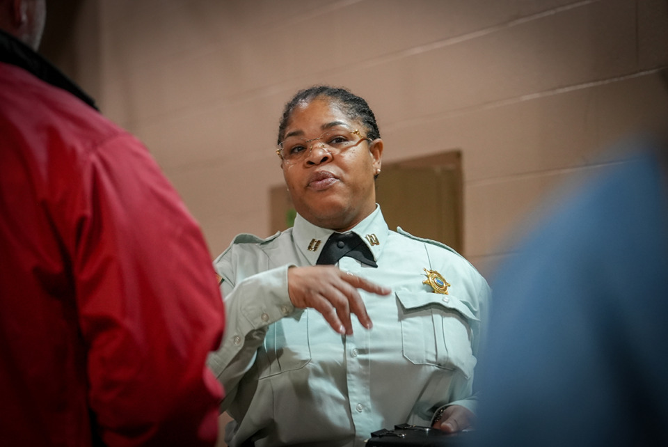 <strong>Capt. Alisa Styles leads media on a tour of the Shelby County Jail on Tuesday, Feb. 11.</strong> (Courtesy Shelby County Sheriff's Office)