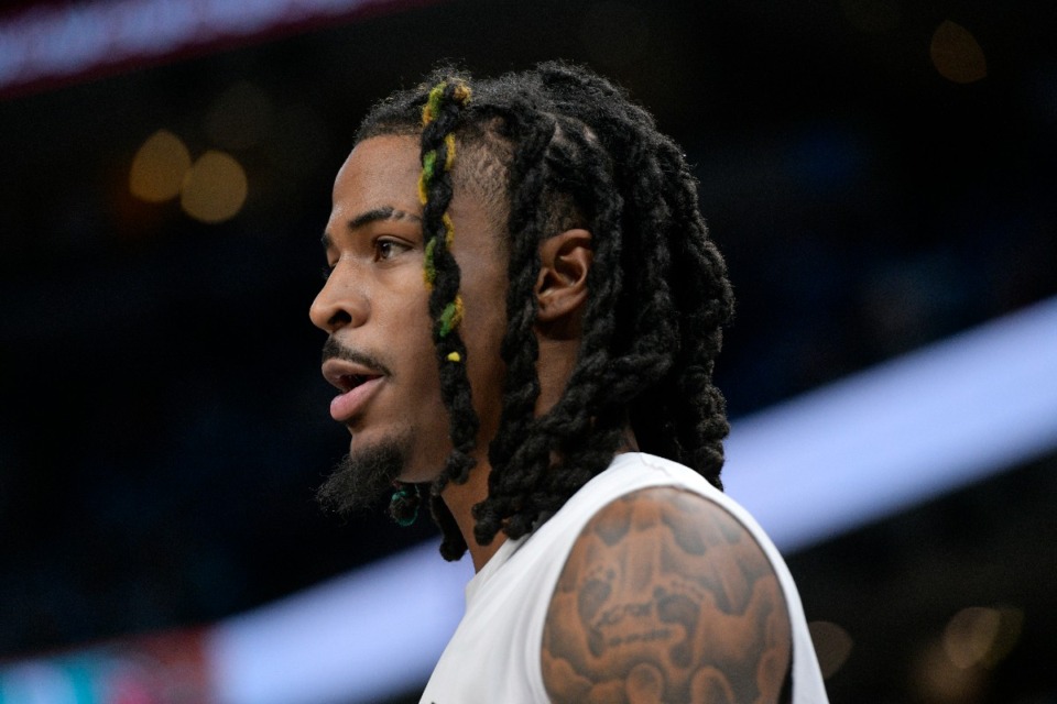 <strong>Memphis Grizzlies guard Ja Morant warms up before an NBA basketball game against the Toronto Raptors on Dec. 26, 2024.</strong> (Brandon Dill/AP file)