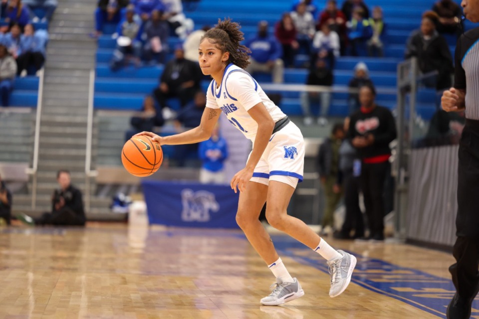 <strong>Memphis Tigers guard Tanyuel Welch (11) tied her career high with 21 points and added 10 rebounds for the first double-double of her career.</strong> (Wes Hale/The Daily Memphian file)