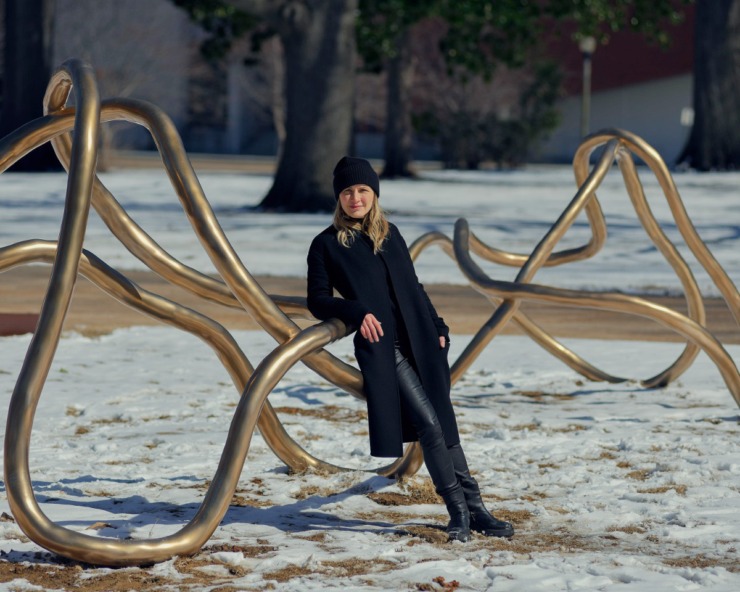 Molly Gochman, artist, with her sculptures "Monuments to Motherhood." (Houston Cofield/Special To The Daily Memphian)