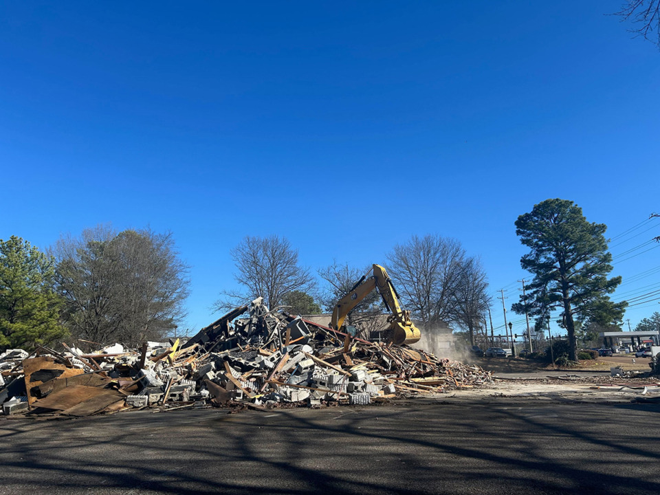 <strong>The Dryve Cleaners at 7574 Poplar Avenue has been demolished.</strong> (Abigail Warren/The Daily Memphian)