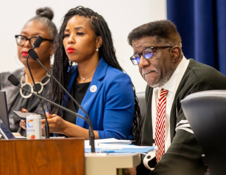 Memphis-Shelby County Schools board member Keith Williams, far right, has served as the executive director of MSCEA throughout his term as a school board member. (Greg Campbell/Special for The Daily Memphian)