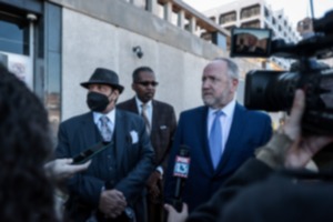 <strong>Michael Scholl, attorney for Shelby County Commissioner Edmund Ford Jr., speaks to reporters outside the Odell Horton Federal Building on Feb. 28, 2025.</strong> (Patrick Lantrip/The Daily Memphian)