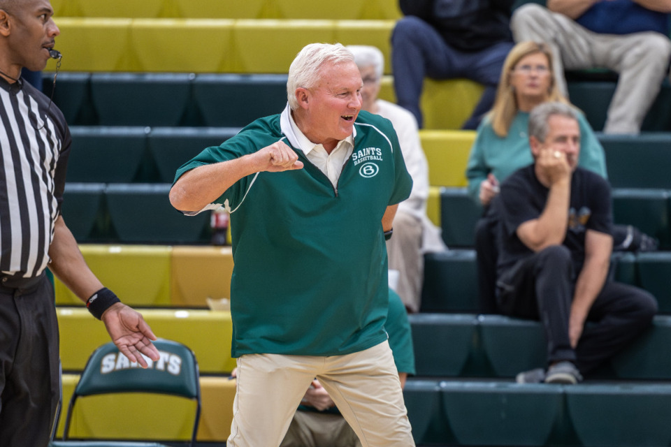 <strong>Briarcrest Head Coach John Harrington (in a file photo) saw his Saints win Saturday night&nbsp;against visiting Chattanooga Baylor.&nbsp;</strong> (Wes Hale/The Daily Memphian)