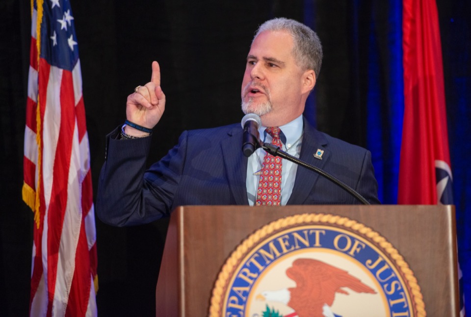 <strong>Jon Adler, the director of the Department of Justice's Bureau of Justice Assistance, speaks at the opening of the National Public Safety Symposium Monday, Sept. 9, at the Hilton Hotel.</strong> (Greg Campbell/Special to The Daily Memphian)